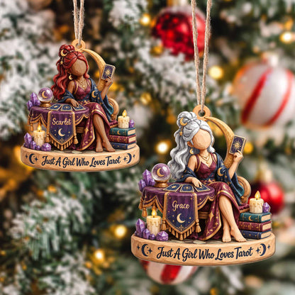 Just A Girl Who Loves Tarot Personalized Wood Ornament - Bestie, Witchy Christmas Keepsake Gift