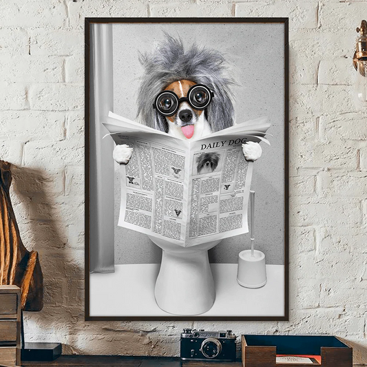 Personalized Pets Reading Newspaper in Toilet Poster