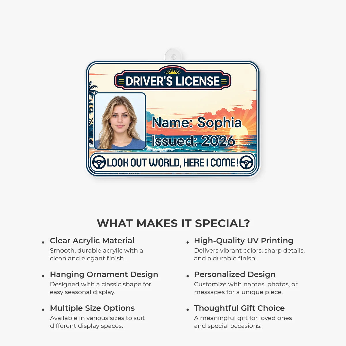 Personalized Look Out World New Driver Acrylic Ornament