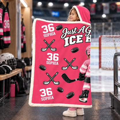 Personalized Just A Girl Who Loves Ice Hockey Blanket