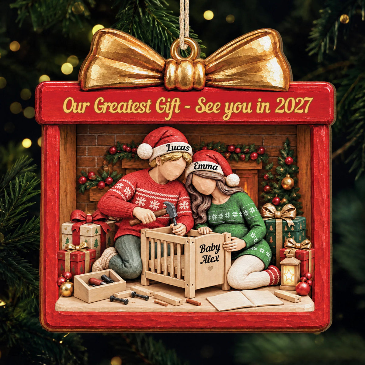 Custom Pregnancy Announcement Christmas Ornament