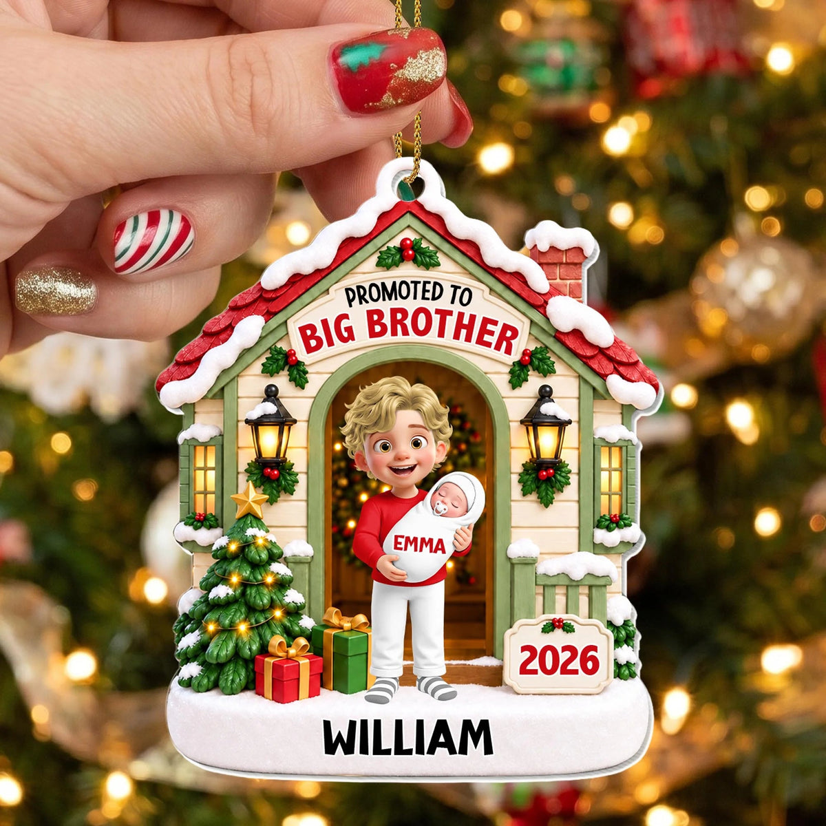 Personalized Promoted to Big Brother Acrylic Christmas Ornament