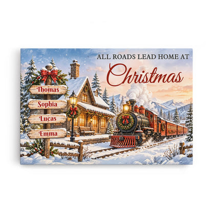 Personalized All Roads Lead Home Christmas Canvas Poster