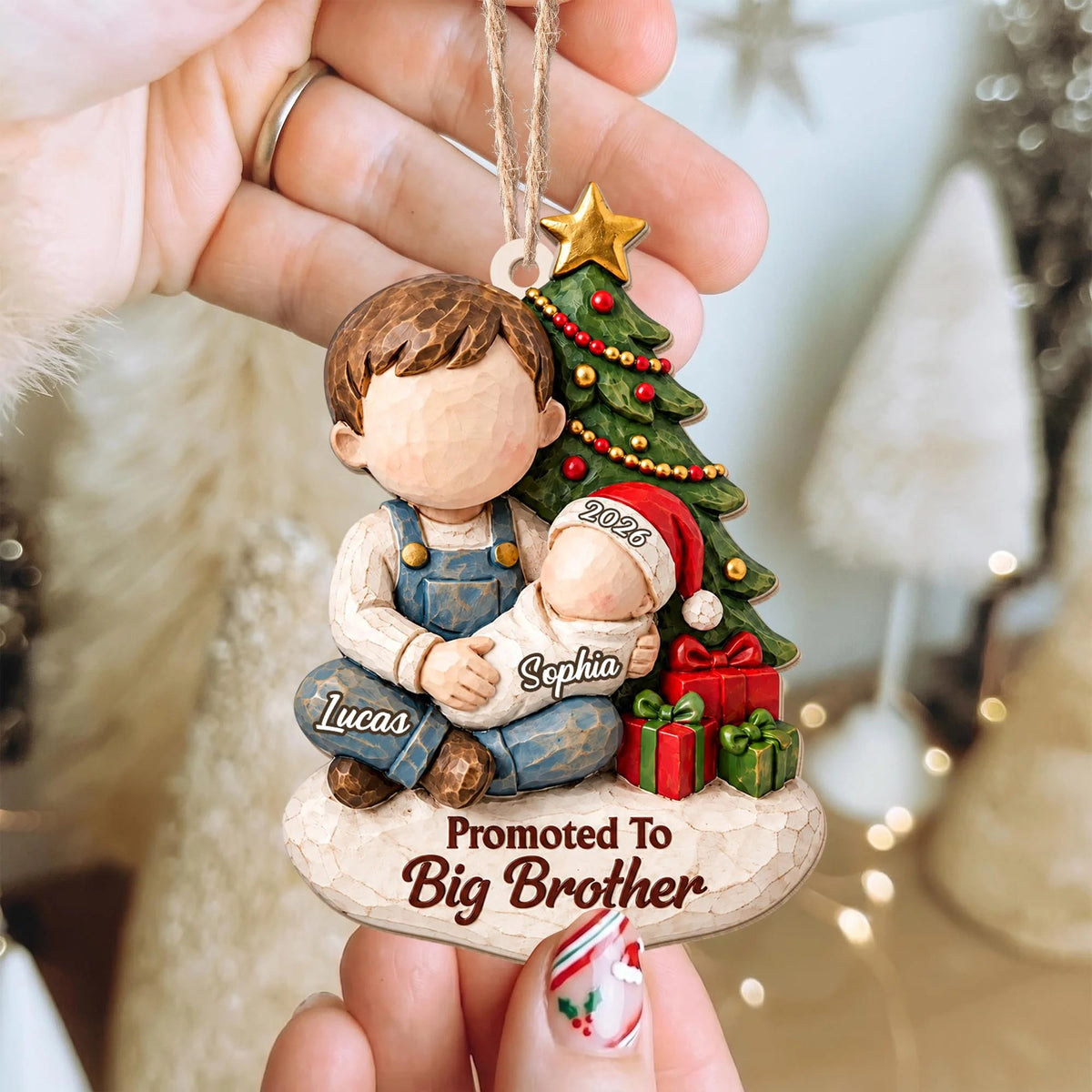 Personalized Promoted to Big Sister Wood Ornament