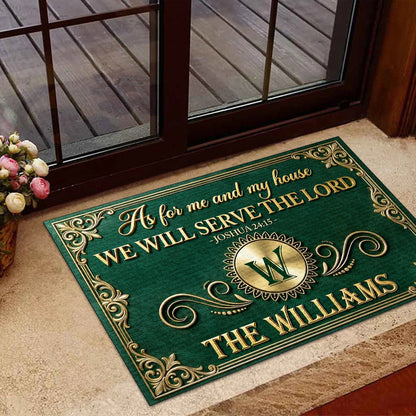 "As For Me And My House We Will Serve The Lord" Personalized Doormat - Housewarming Gift for Family