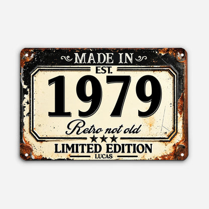 Retro Not Old Personalized Metal Sign - Custom Birthday Year Vintage Tin Plaque Gift for Men Women