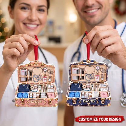 Medical Kit Personalized Nurse Christmas Ornament - Custom Wooden Holiday Keepsake for Healthcare Workers