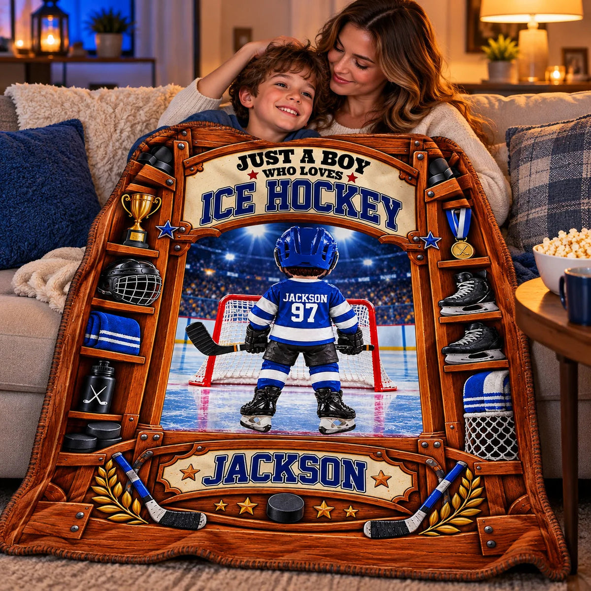 Custom Ice Hockey Blanket For Kids And Youth