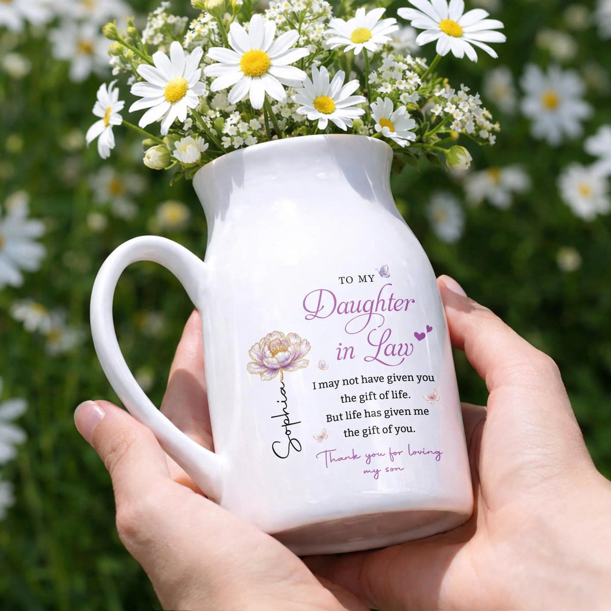 Personalized Daughter In Law Birth Flower Ceramic Vase