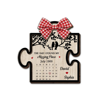 "The Day I Found My Missing Piece" Personalized Car Visor Clip - Anniversary Gift for Couples