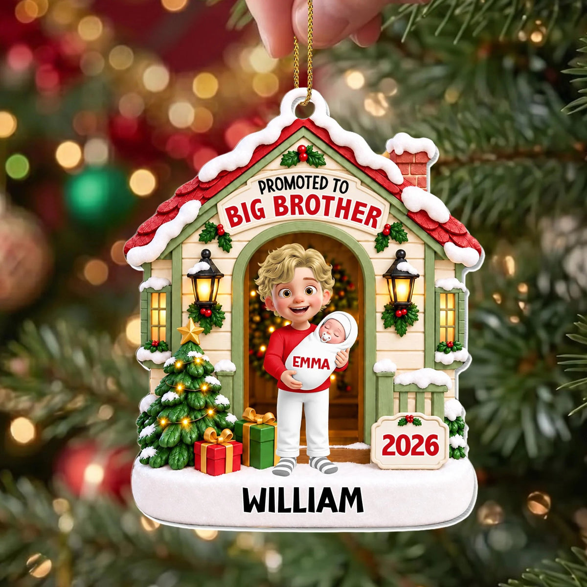 Personalized Promoted to Big Brother Acrylic Christmas Ornament