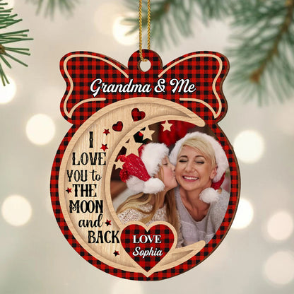 Personalized Moon Back Grandma Wooden Ornament