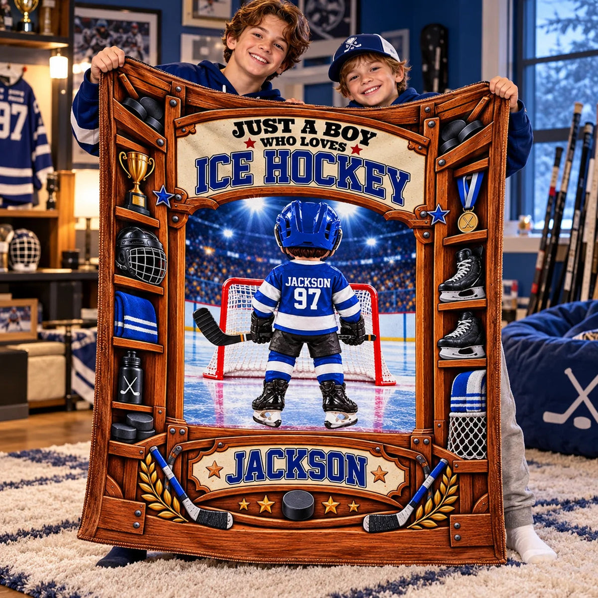 Custom Ice Hockey Blanket For Kids And Youth