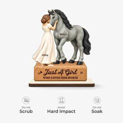 Personalized Girl Who Loves Her Horse Wooden Plaque