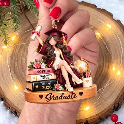 Graduate Keepsake Personalized Wooden Ornament - Senior Class Gift for Daughter
