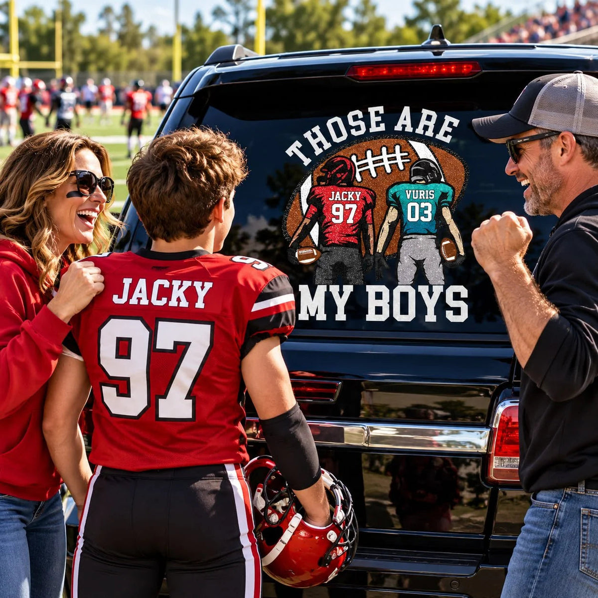 Personalized Those Are My Boys Football Car Decal
