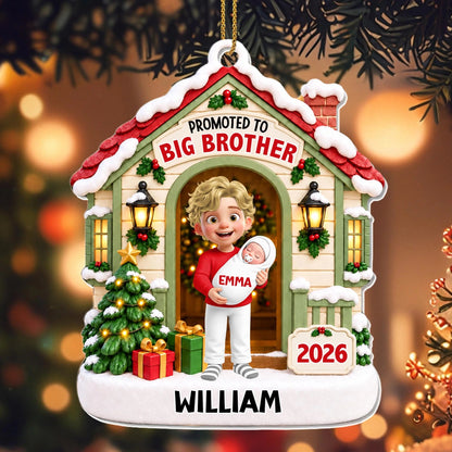 Personalized Promoted to Big Brother Acrylic Christmas Ornament