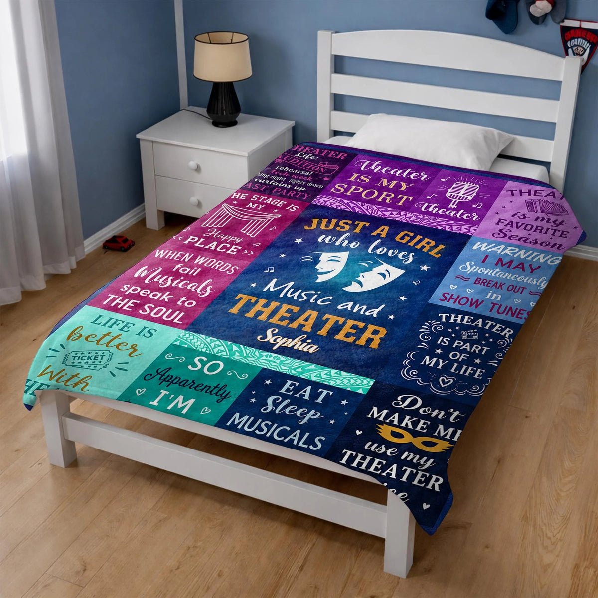 Personalized Just a Girl Who Loves Music and Theater Blanket