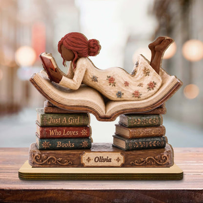 Personalized Just a Girl Who Loves Books Wood Plaque