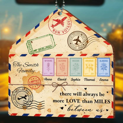 Personalized More Love Than Miles Mail Custom Wooden Ornament