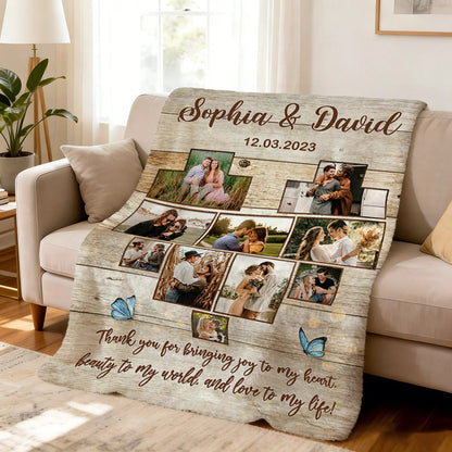 Personalized Thank You for Bringing Joy to My Heart Photo Blanket