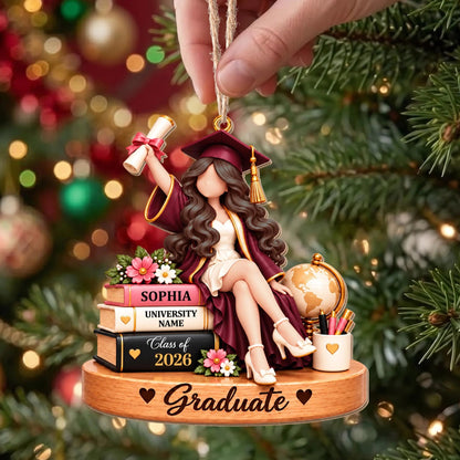 Graduate Keepsake Personalized Wooden Ornament - Senior Class Gift for Daughter