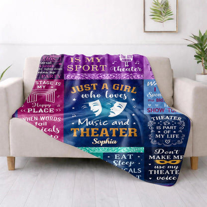 Personalized Just a Girl Who Loves Music and Theater Blanket