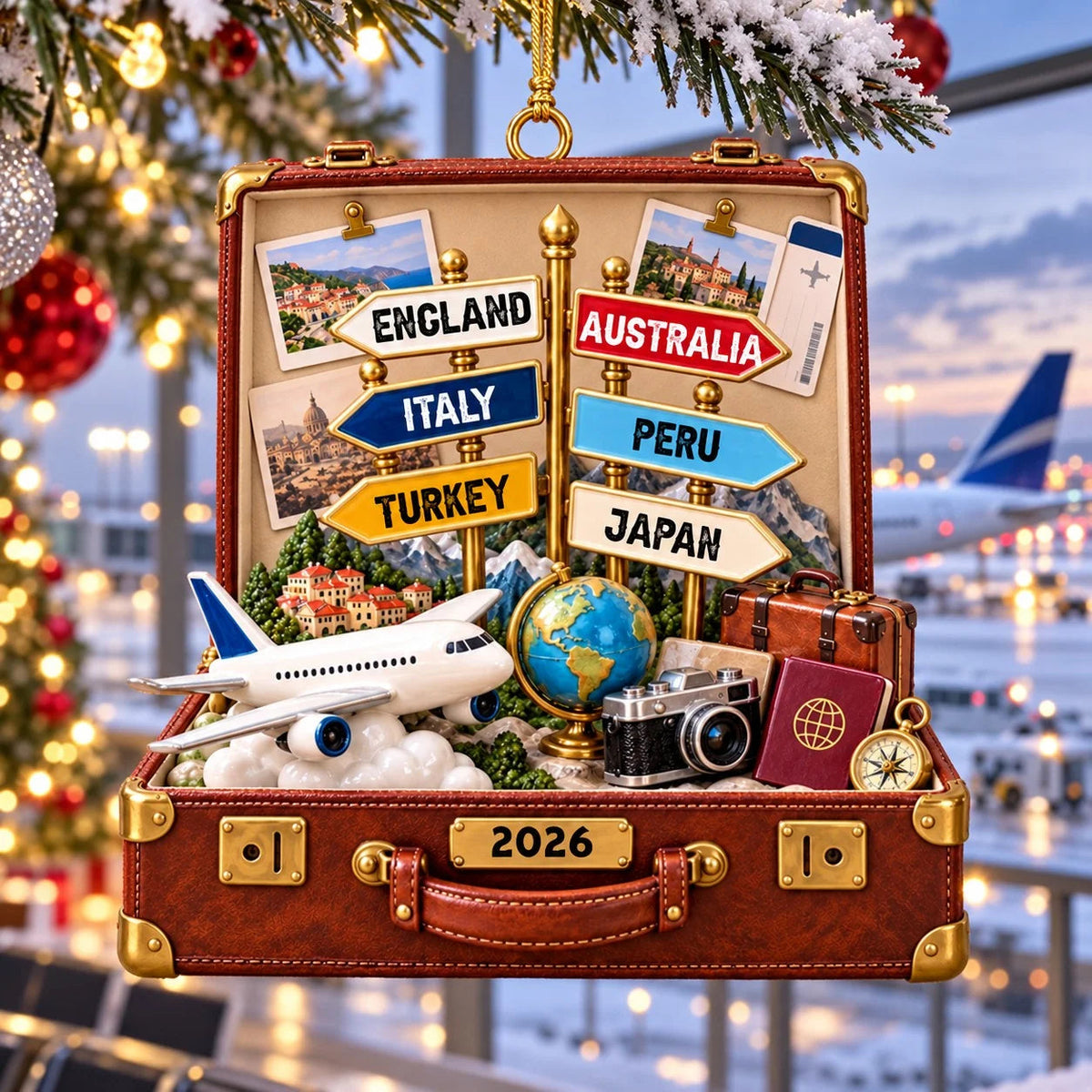 Custom Travel Destination Suitcase Ornament