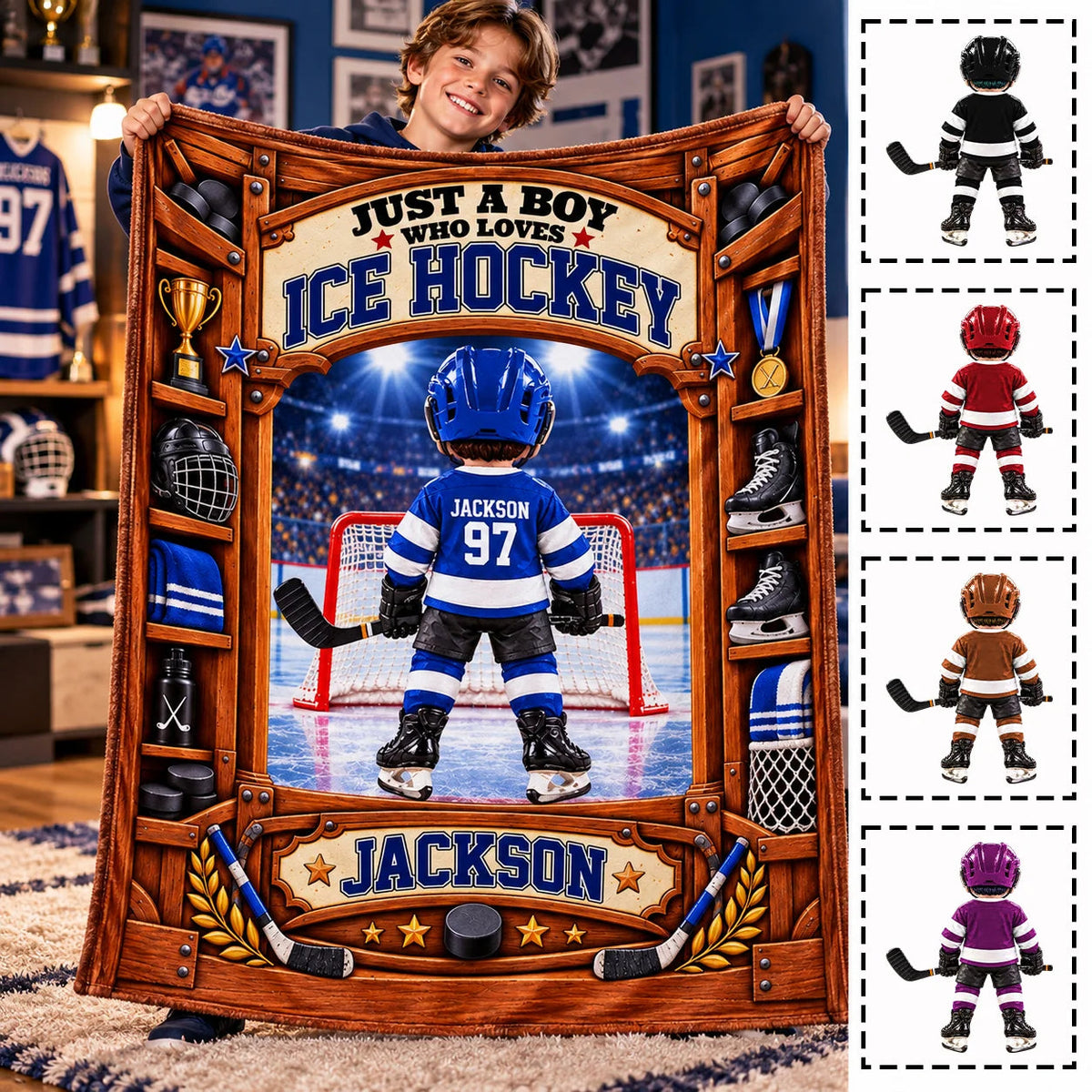 Custom Ice Hockey Blanket For Kids And Youth