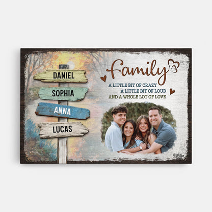 Family Direction Sign Personalized Photo Canvas / Poster - Custom Name Gift for Family