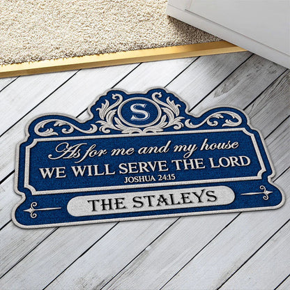 "As for Me and My House We Will Serve the Lord" Personalized Doormat - Christian Housewarming Gift for Family