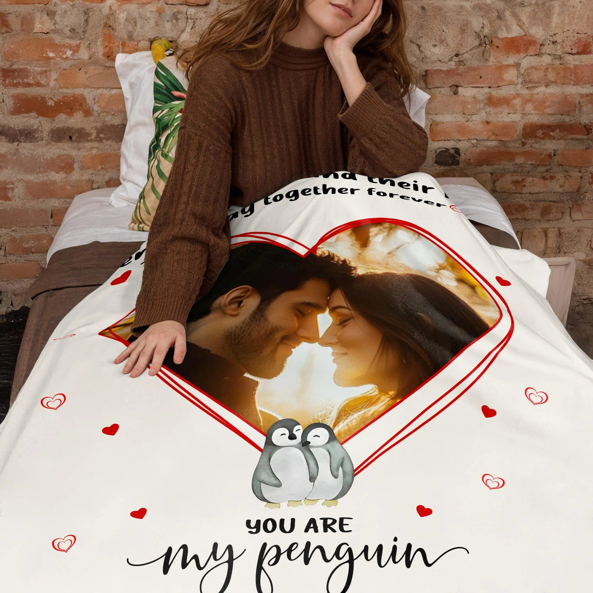 Personalized You Are My Penguin Romantic Couple Blanket