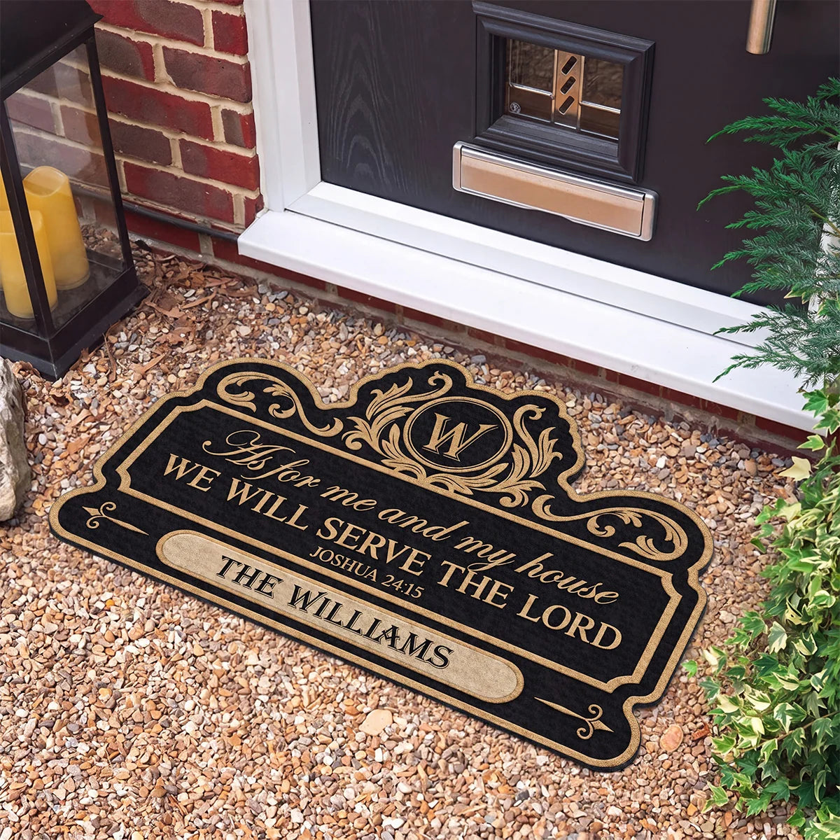 "As for Me and My House We Will Serve the Lord" Personalized Doormat - Christian Housewarming Gift for Family