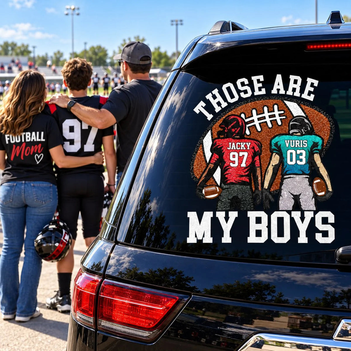 Personalized Those Are My Boys Football Car Decal
