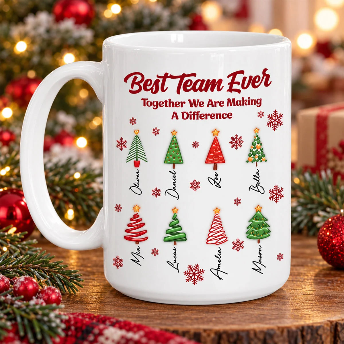 "Best Team Ever" Personalized Coworker Mug - Custom Christmas Team Gift for Boss & Workmates