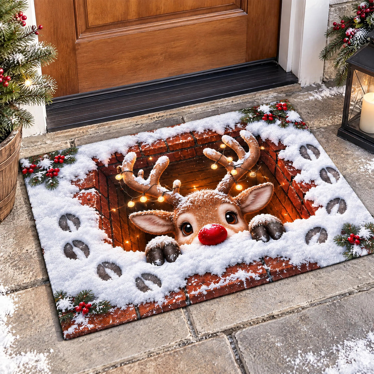 Gnome For The Holidays Christmas Doormat - Personalized Entryway Rug for Family