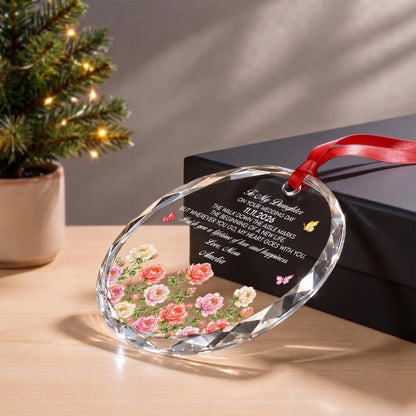 To My Daughter On Your Wedding Day Personalized Glass Ornament - Custom Bridal Keepsake Gift