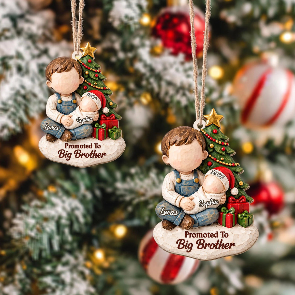 Personalized Promoted to Big Sister Wood Ornament