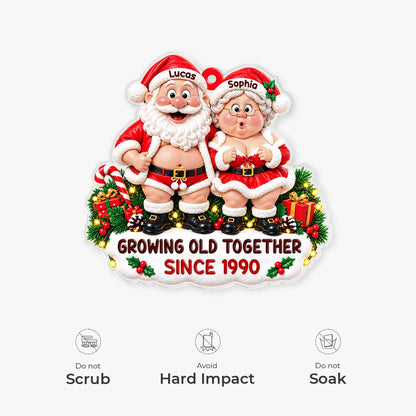 Growing Old Together Personalized Santa Couple Acrylic Ornament - Christmas Keepsake for Husband Wife