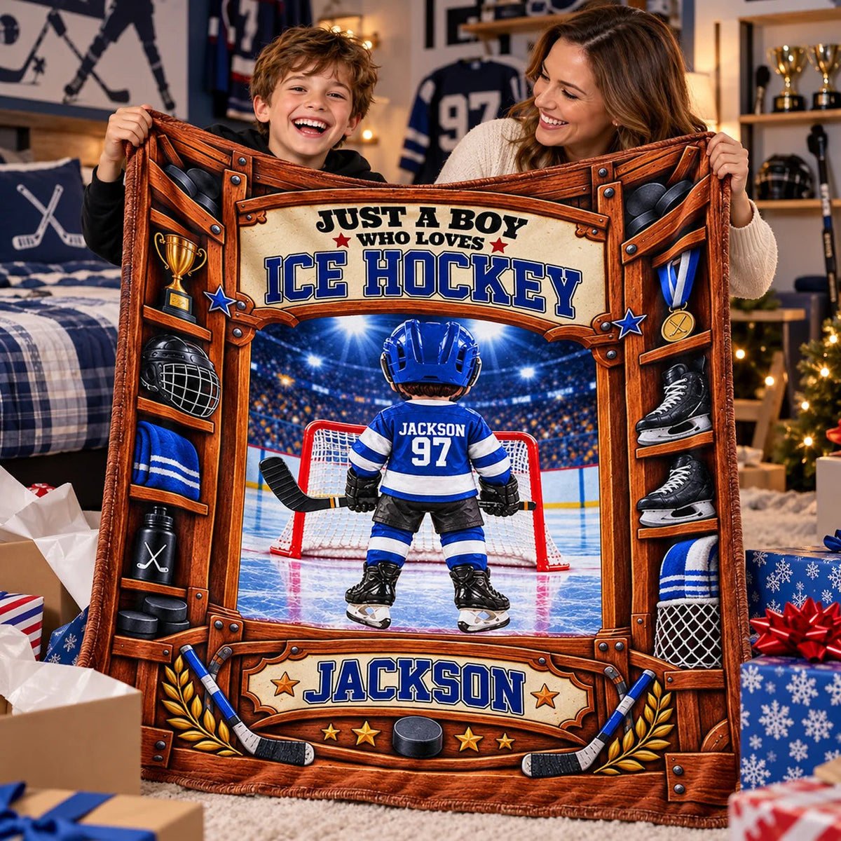 Custom Ice Hockey Blanket For Kids And Youth