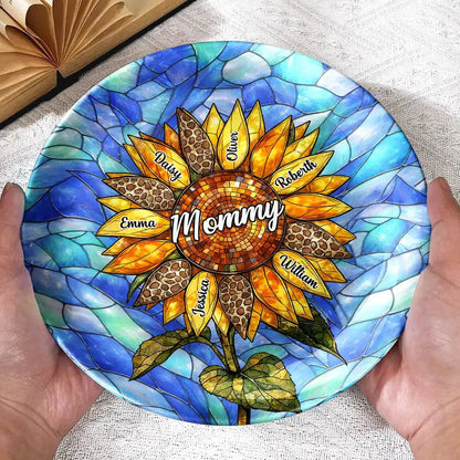 Personalized Sunflower Stained Glass Ceramic Plate