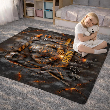 Personalized Hardworking Welder In Action Throw Blanket