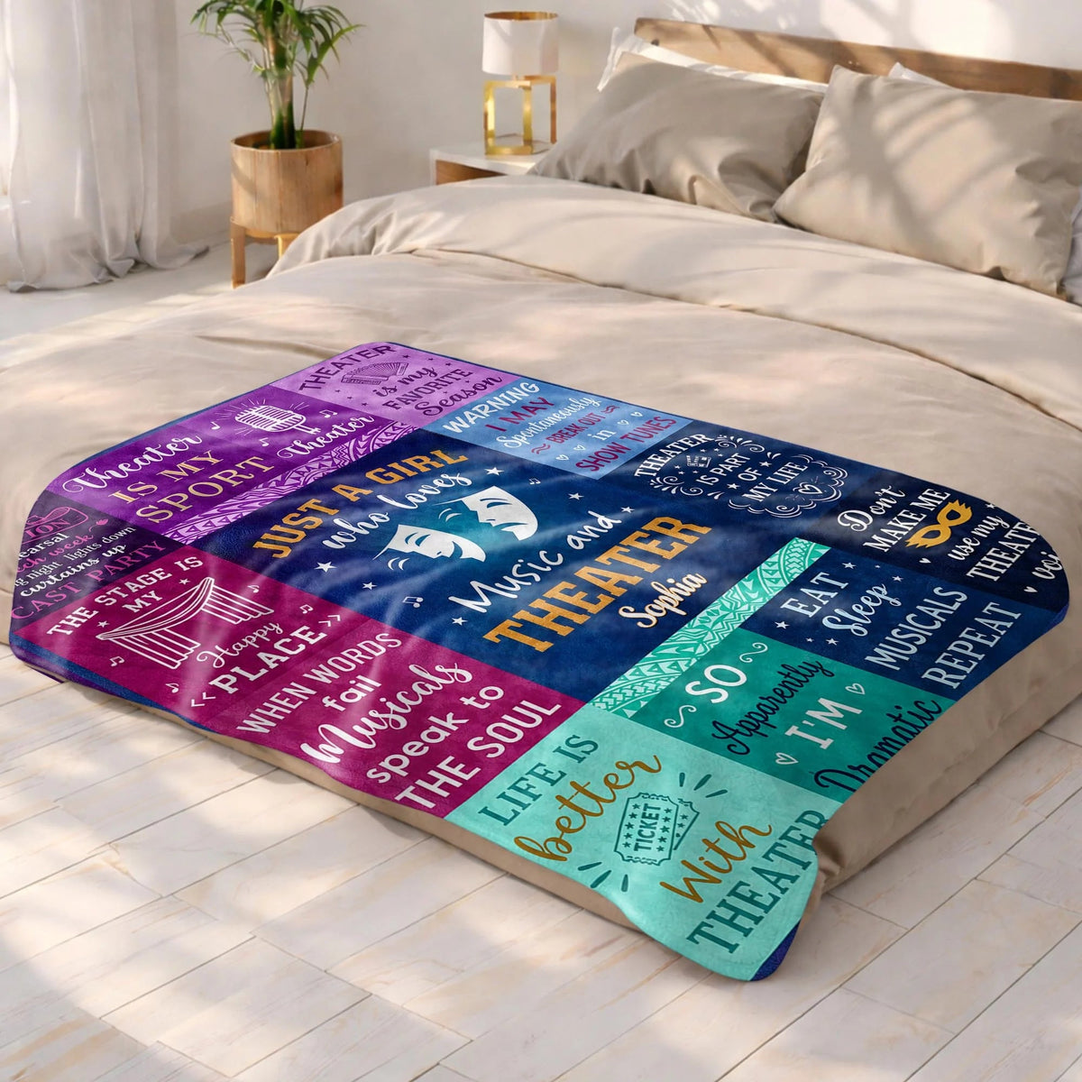 Personalized Just a Girl Who Loves Music and Theater Blanket