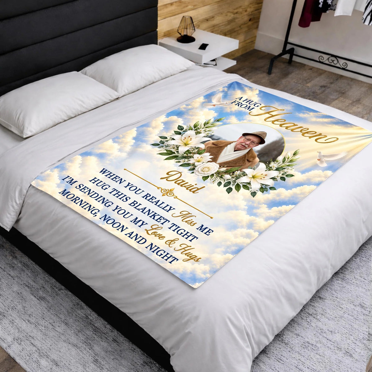 A Hug From Heaven Personalized Memorial Blanket - Custom Sympathy Keepsake Gift