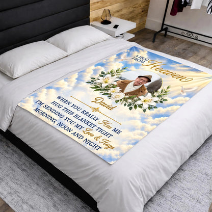A Hug From Heaven Personalized Memorial Blanket - Custom Sympathy Keepsake Gift