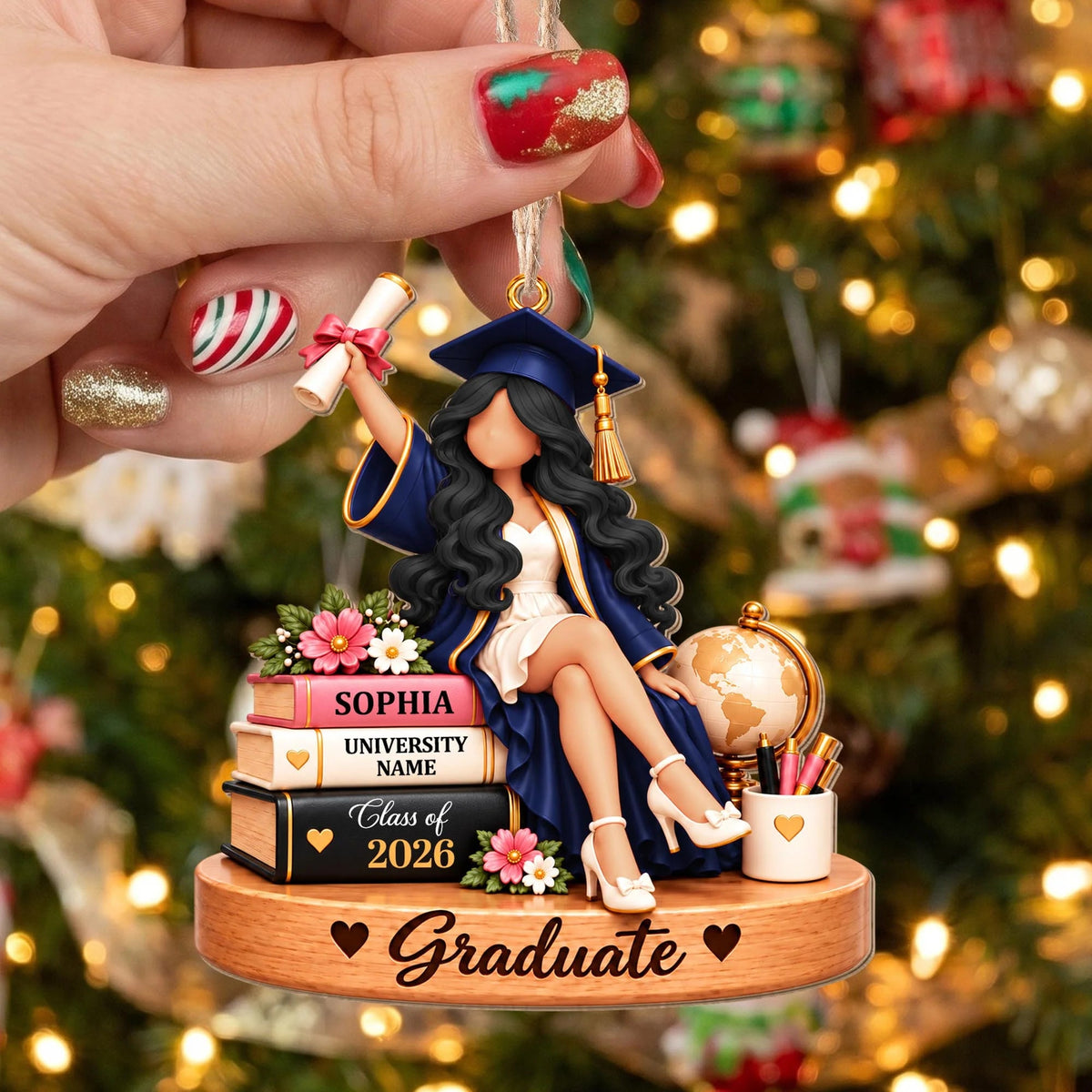 Graduate Keepsake Personalized Wooden Ornament - Senior Class Gift for Daughter