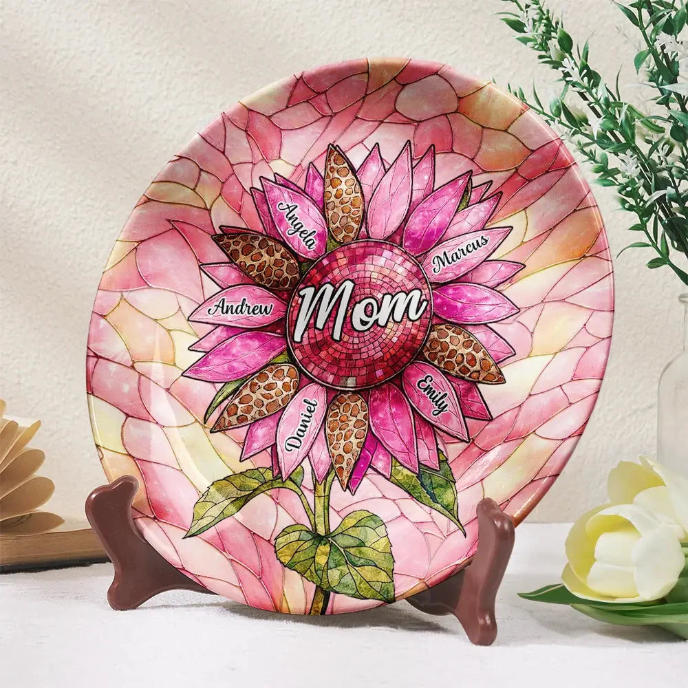 Personalized Sunflower Stained Glass Ceramic Plate