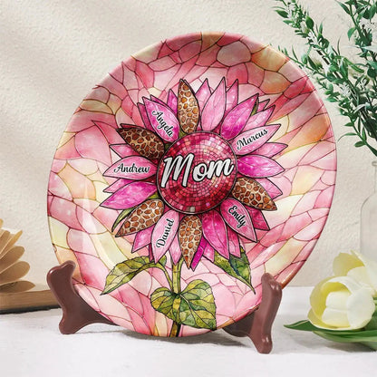 Personalized Sunflower Stained Glass Ceramic Plate