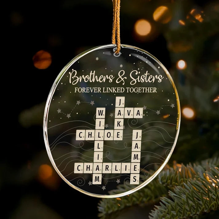 Brothers & Sisters Forever Linked Together Personalized Acrylic Ornament - Christmas Gift for Siblings