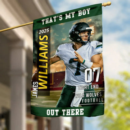 "My Heart Is On That Field" Personalized American Football Garden Flag - Custom Photo Gift for Football Player